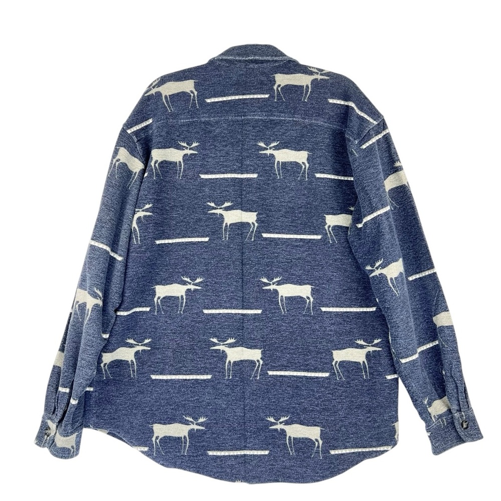 Vintage American Eagle Flannel Moose Shirt L 80s 90s USA Blue Outdoorsy Preppy - Picture 6 of 11